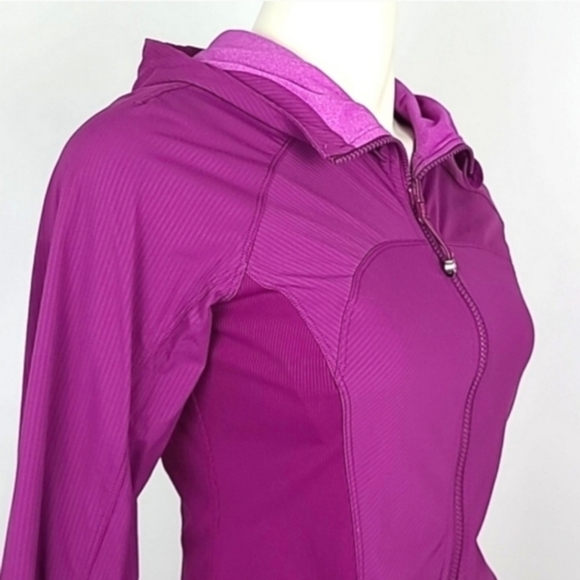 Lululemon In Flux Reversible Jacket Pink Purple Full Zip Hood Thumbholes Size 6 - Picture 8 of 15